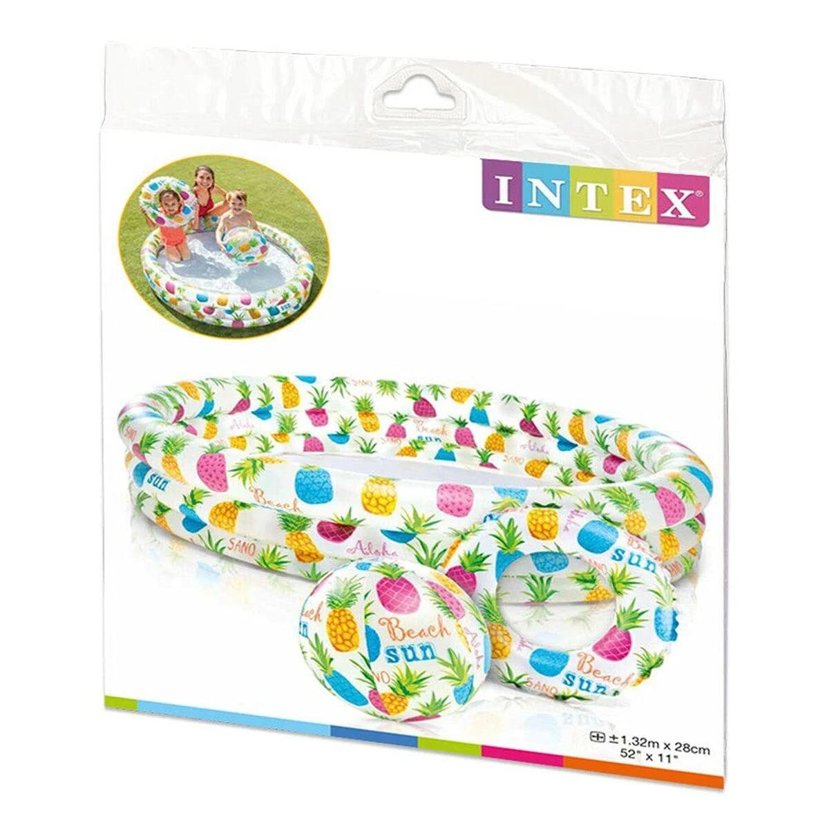 Intex Pineapple purslų baseino rinkinys 59469NP Pripučiamas, daugiaspalvis