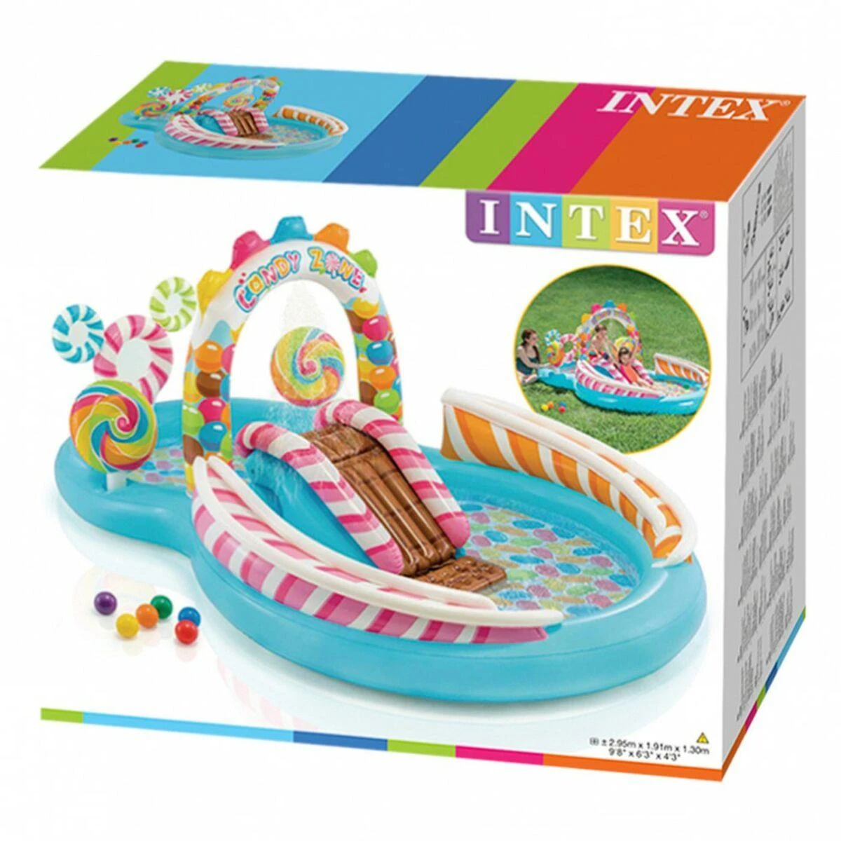 INTEX CANDY WATER ŽAIDIMŲ AIKŠTELĖ, 295 CM X 191 CM X 130 CM, 57149NP