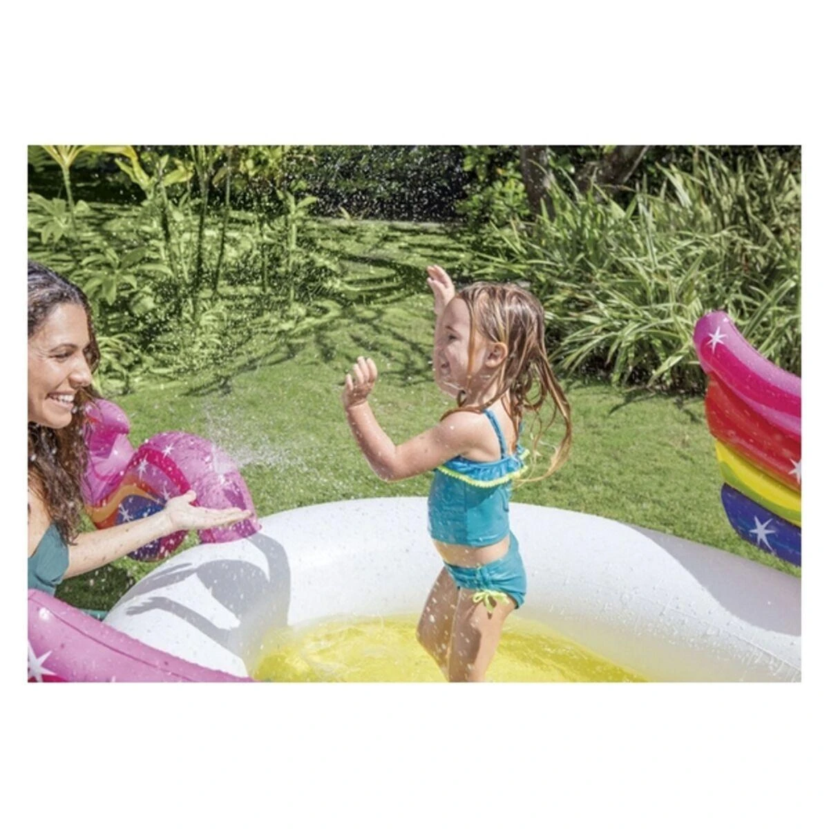 Amo Toys Pripučiamas baseinas INTEX MYSTIC UNICORN, 272x193x104cm, purškia vandenį 57441NP