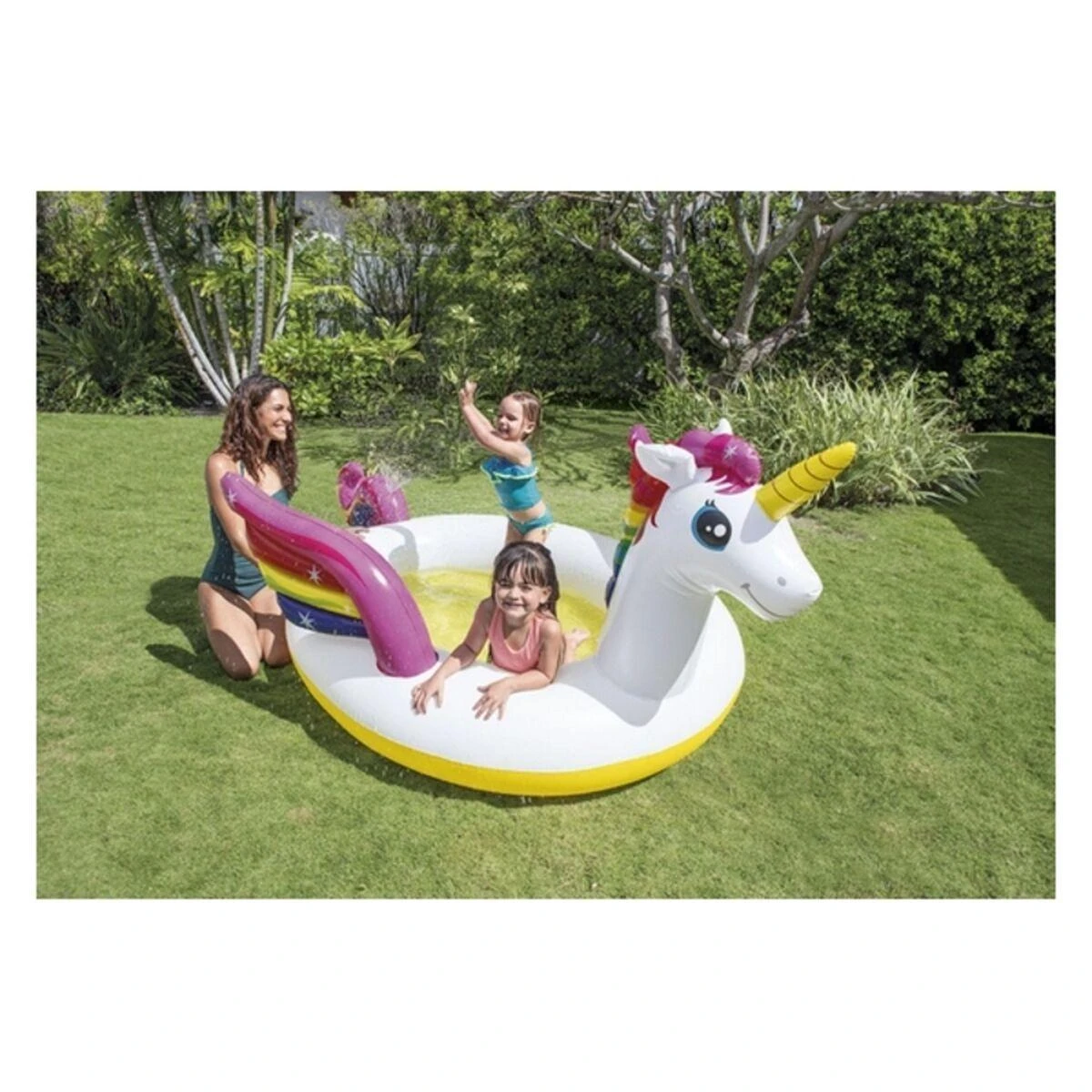 Amo Toys Pripučiamas baseinas INTEX MYSTIC UNICORN, 272x193x104cm, purškia vandenį 57441NP