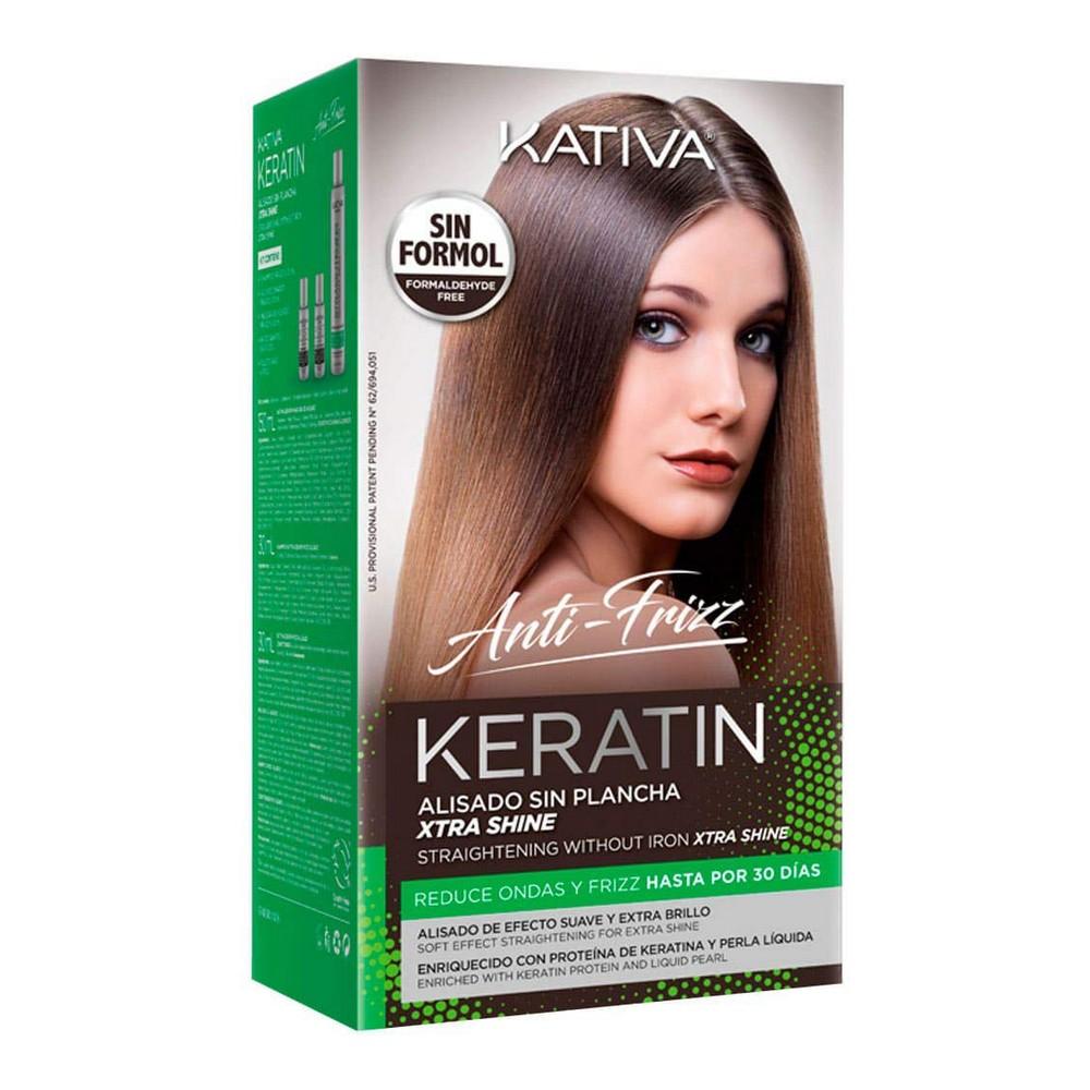 Kativa Keratin Minkštinantis ir glotninantis Straightening Extra Shine plaukų tiesinimo priemonė suteikianti blizgesio