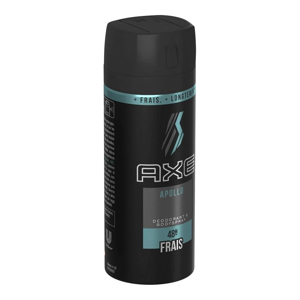Axe Apollo dezodorantas flakono vaizdas iš šono