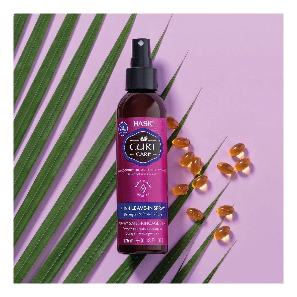 "Hask Curl Care" garbanotų plaukų priežiūros purškiklis "5 in 1" 175 ml