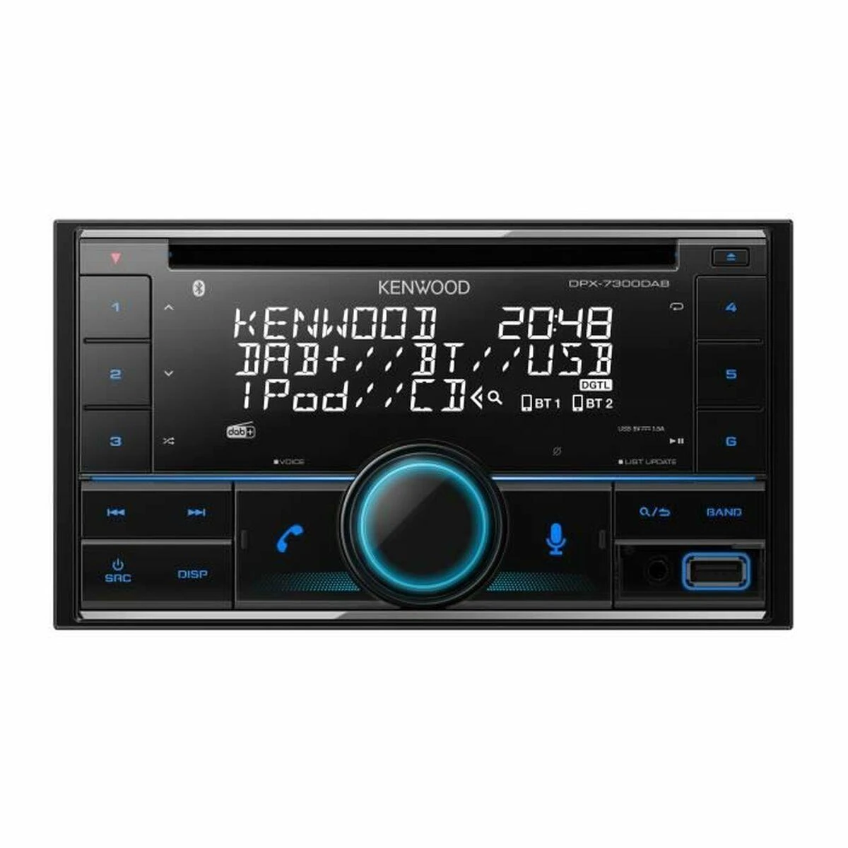 Kenwood DPX-7300DAB grotuvo priekinis skydelis su apšvietimu
