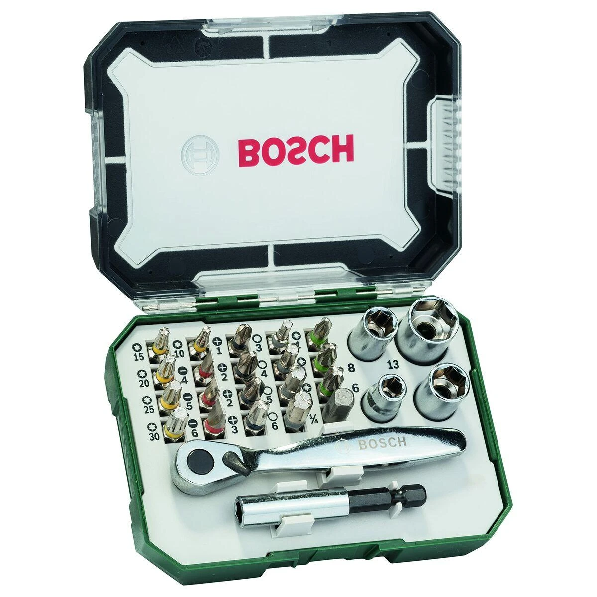Grąžtas Galvučių su antgaliais rinkinys Bosch 2607017322; 26 vnt.
