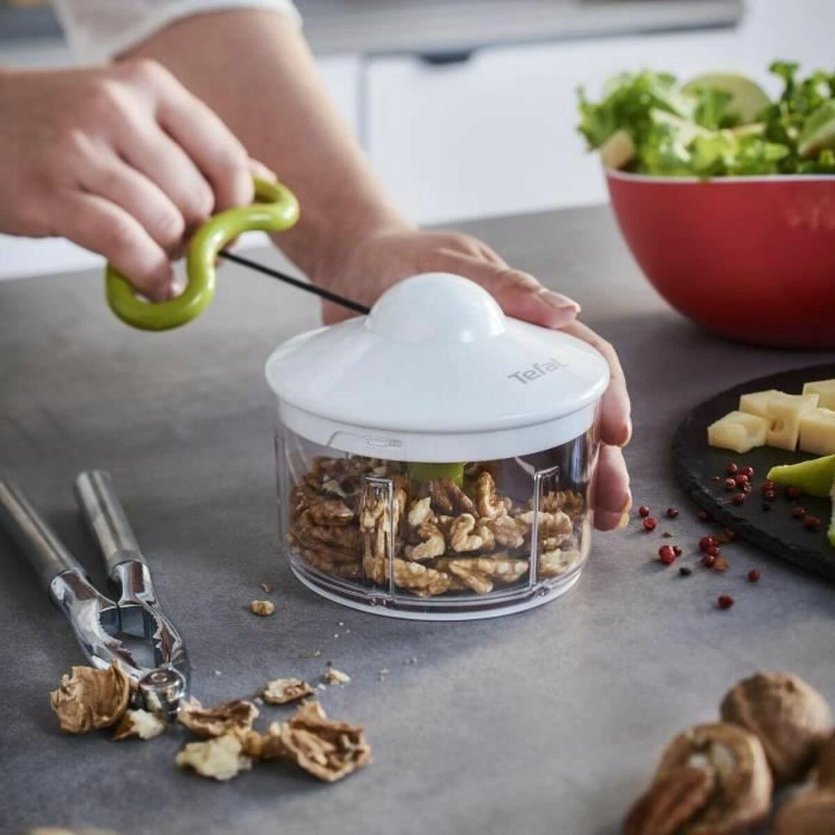 Tefal K13304 rankinė maisto pjaustyklė Žalia, Permatomas, Balta