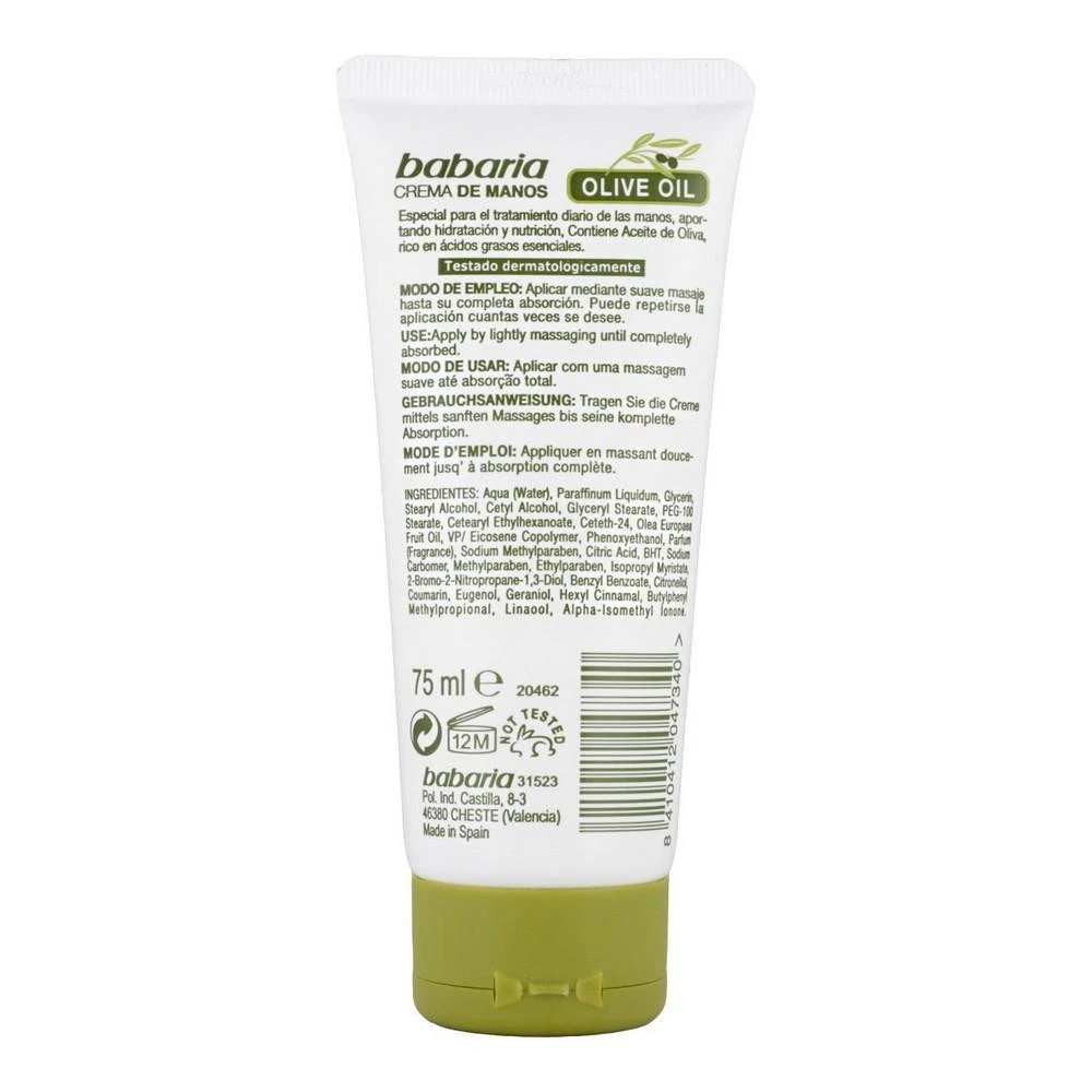 "Babaria" alyvuogių aliejaus maitinamasis rankų kremas 75ml
