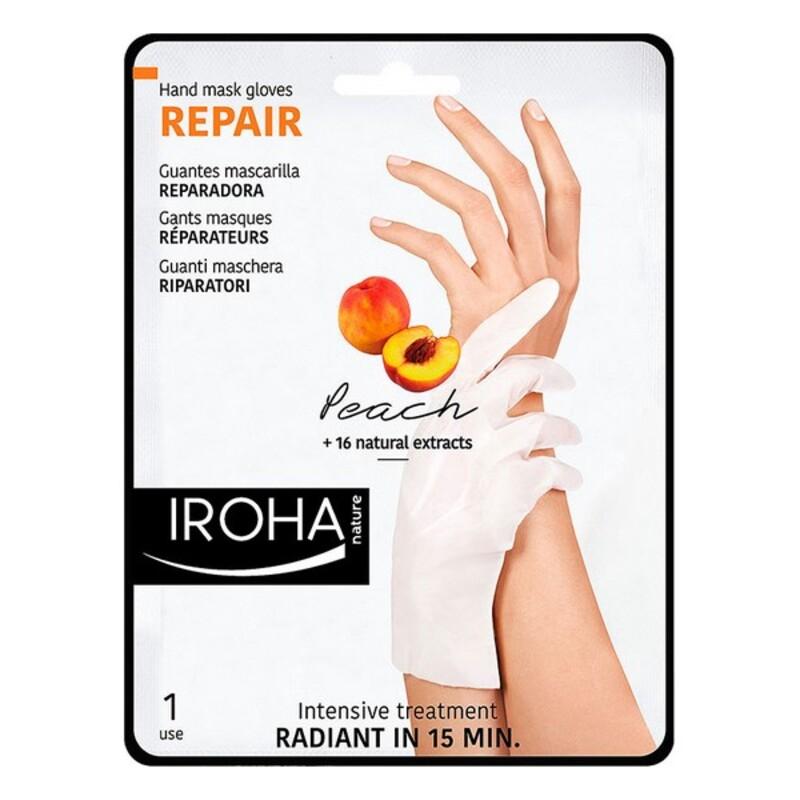 Kaukė rankoms Iroha Regenerating Peach Hand & Nail Gloves su persikais, 1 pora pirštinių