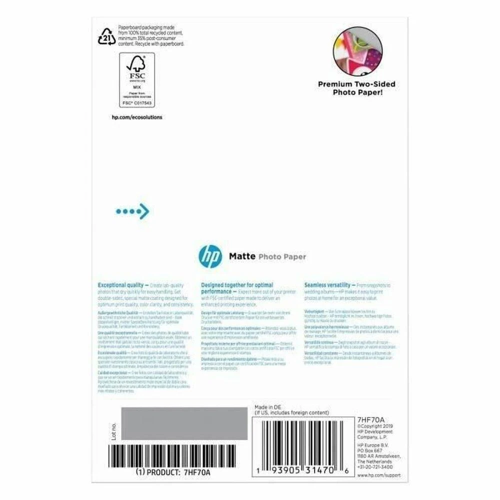 Hewlett Packard (HP) HP MATINIS FSC FOTOPOPIERIUS/4X6 25 LAPAI