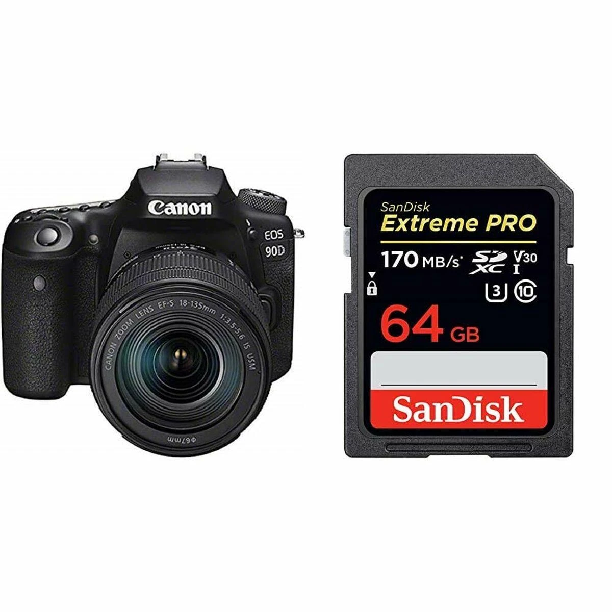 Canon EOS 90D + EF-S 18-135mm f/3.5-5.6 IS USM SLR fotoaparato komplektas 32,5 MP CMOS 6960 x 4640 pikseliai Juoda