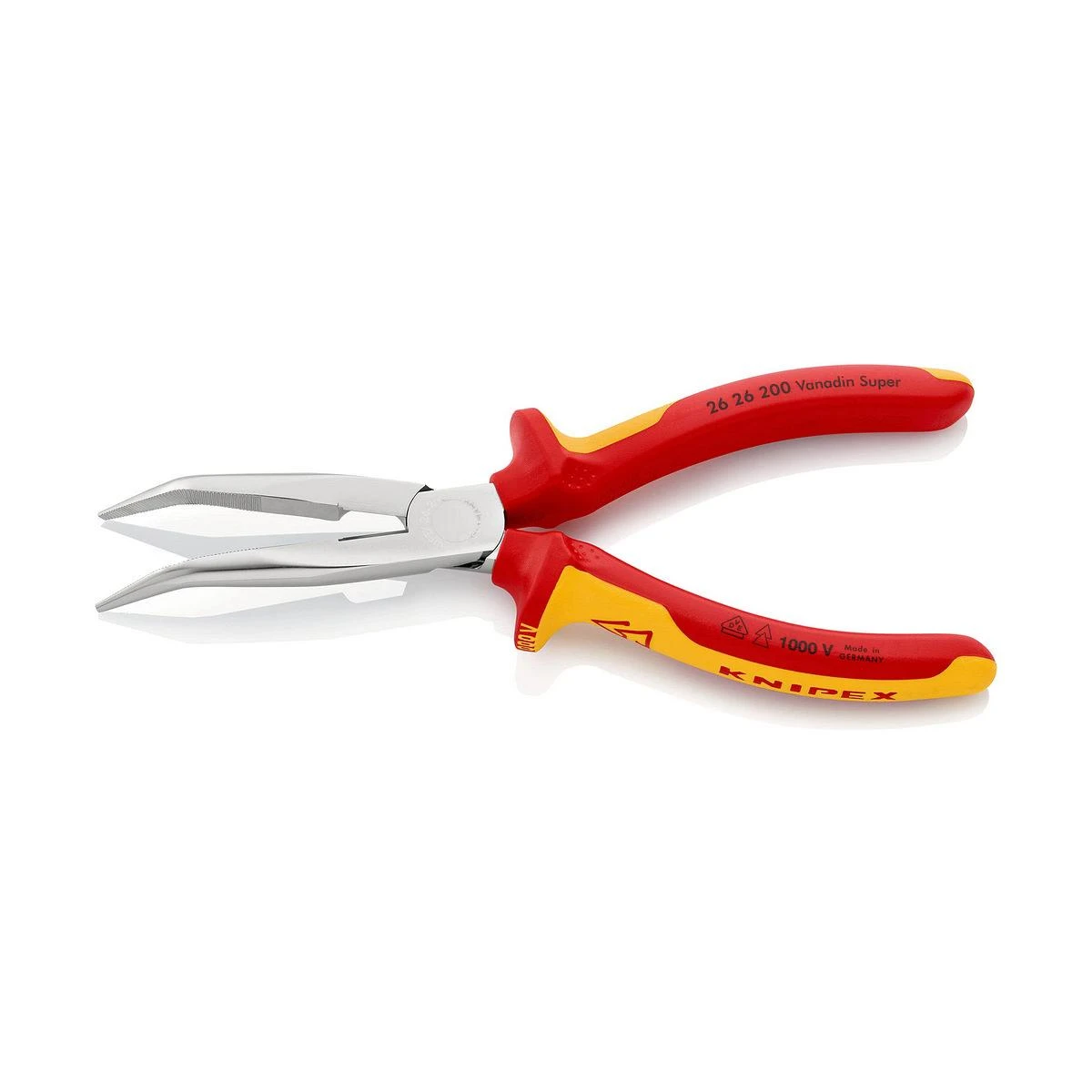 Smailianosės replės su šoniniu kirpimu lenktos VDE 200mm, Knipex