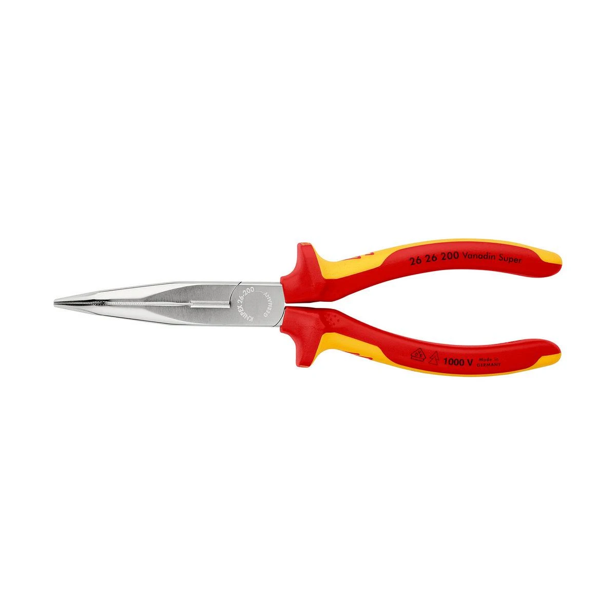 Smailianosės replės su šoniniu kirpimu lenktos VDE 200mm, Knipex