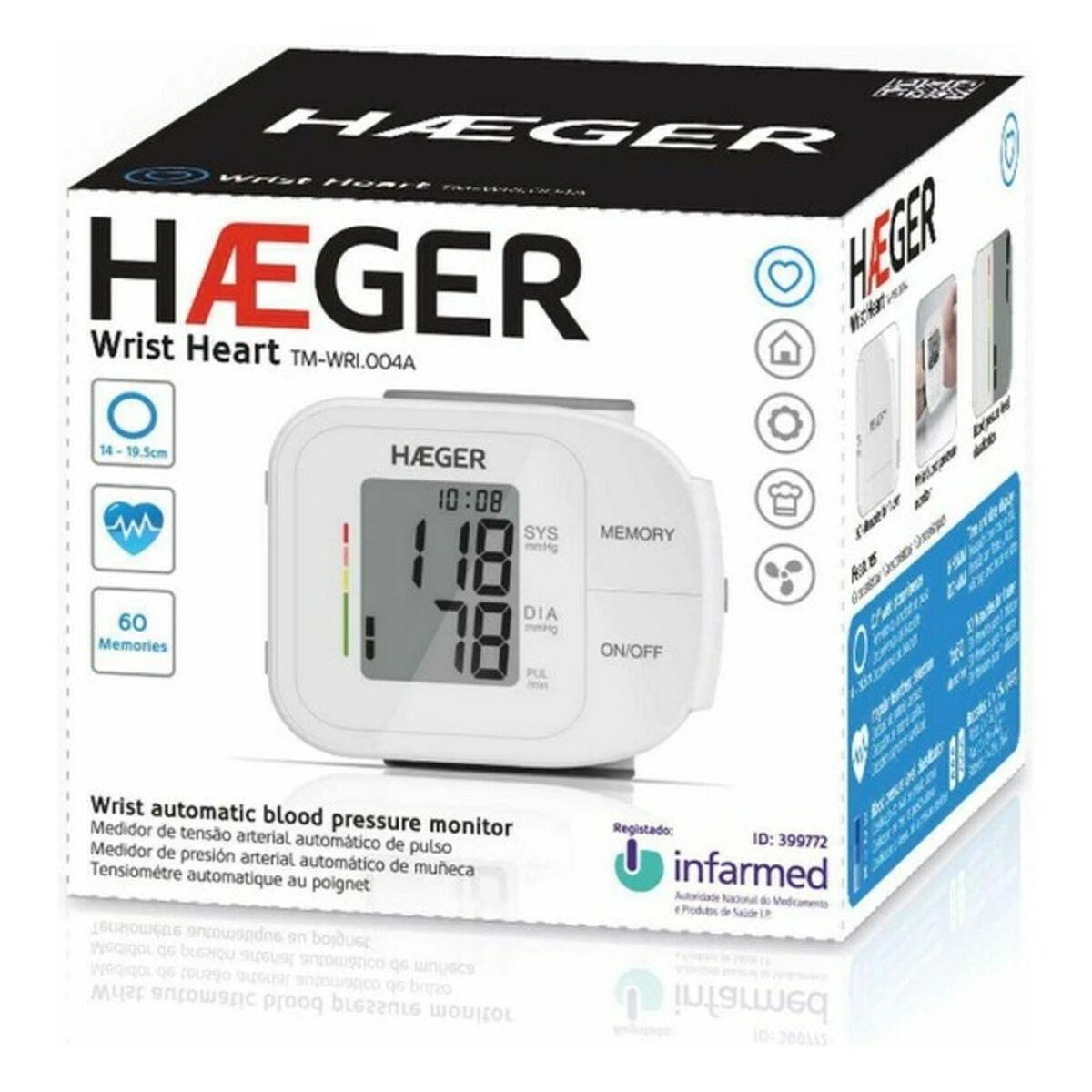 Kraujospūdžio matuoklis Hi-Tech Medical Haeger TM-WRI.004A ( KD-738BR ) WRIST HEART kraujospūdžio matuoklis