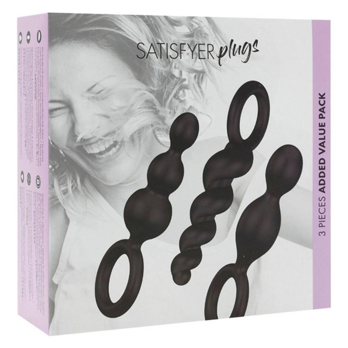 „Satisfyer Booty Call“ analinių kamštukų rinkinys su stimuliuojančia Juodo struktūra