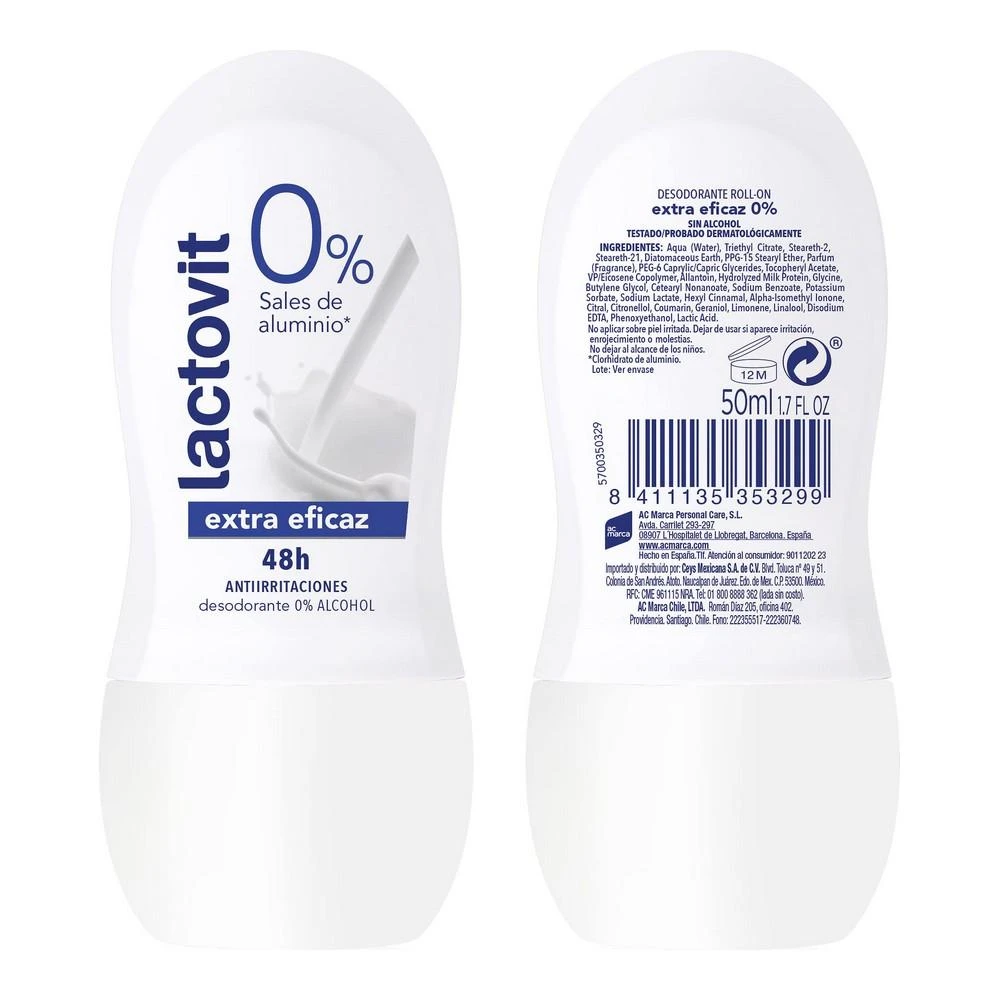 Lactovit Original rutulinio dezodoranto priekis ir nugarėlė