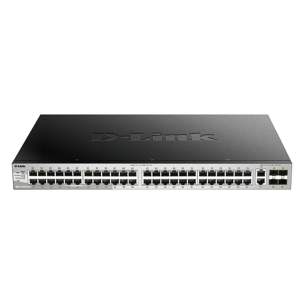 Šakotuvas D-LINK DGS-3130-54TS, L2+ valdomas tinklo jungiklis su 48 10/100/1000Base-T prievadais ir 2 10GBase-T prievadais bei 4 10GBase-X SFP+ prievadais | D-Link
