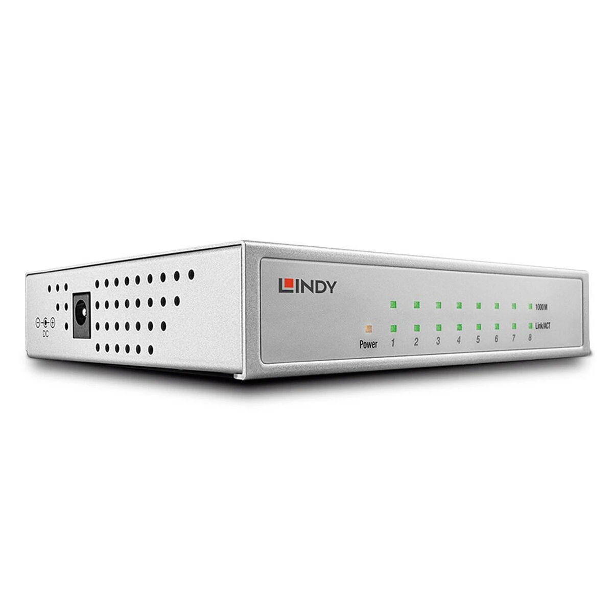Šakotuvas Komutatorius - LINDY 8 prievadų Gigabit Ethernet darbalaukio jungiklis nevaldomas, 10/100/1000Mbps prievadai