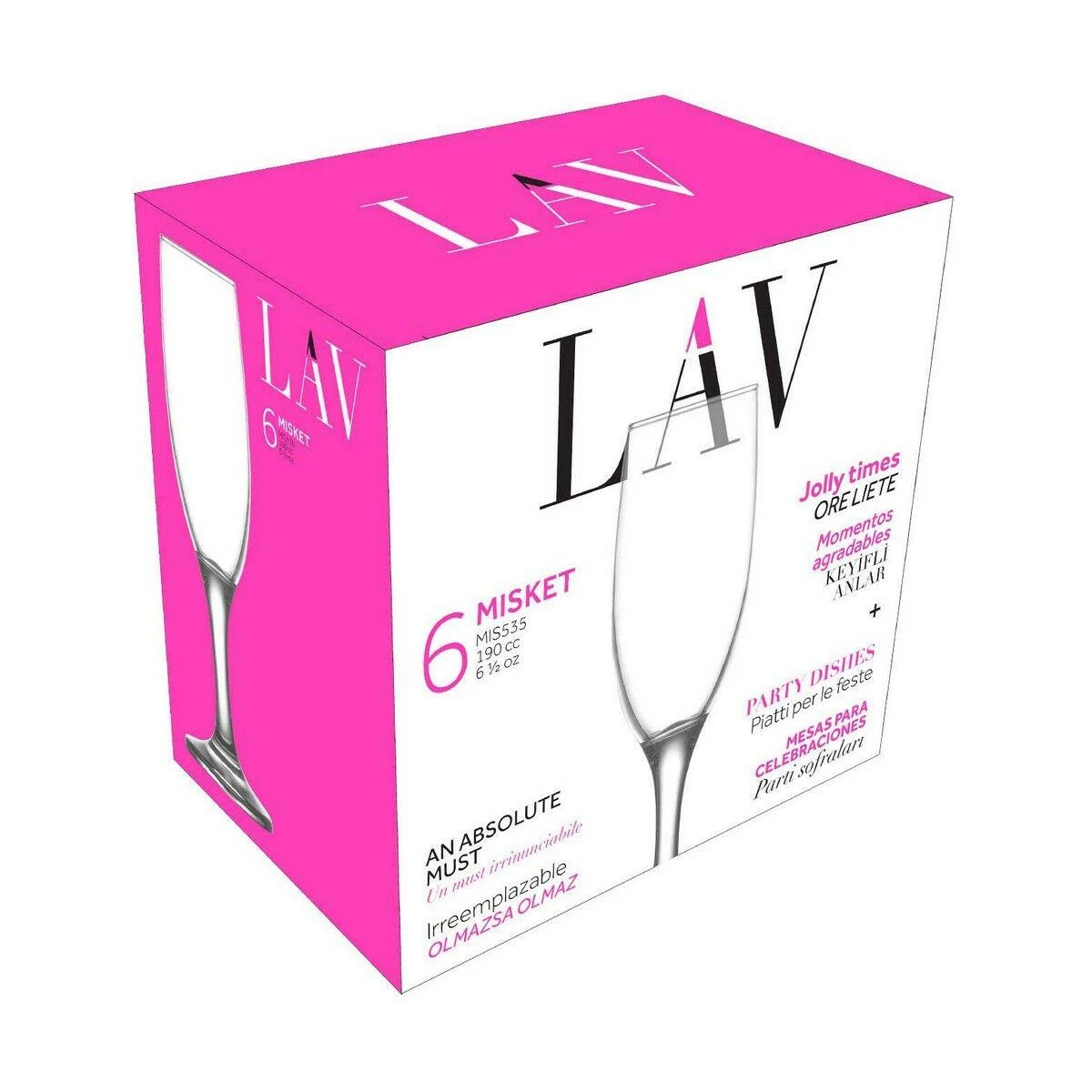 Šampano taurės LAV SIMPLE LV-MIS535F, 190 ml, 6 vnt.