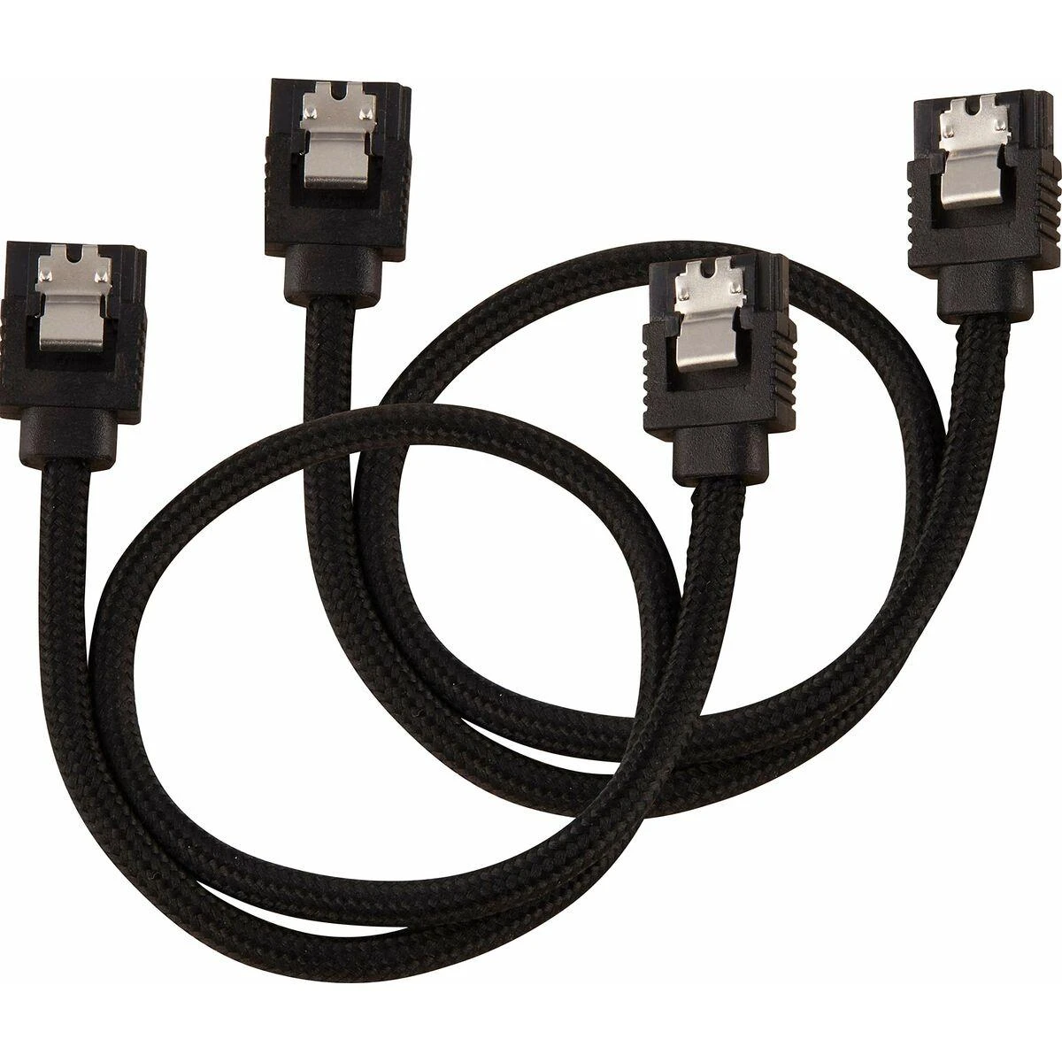 Corsair Premium Sleeved SATA Cable, juodas 30cm – 2 pack