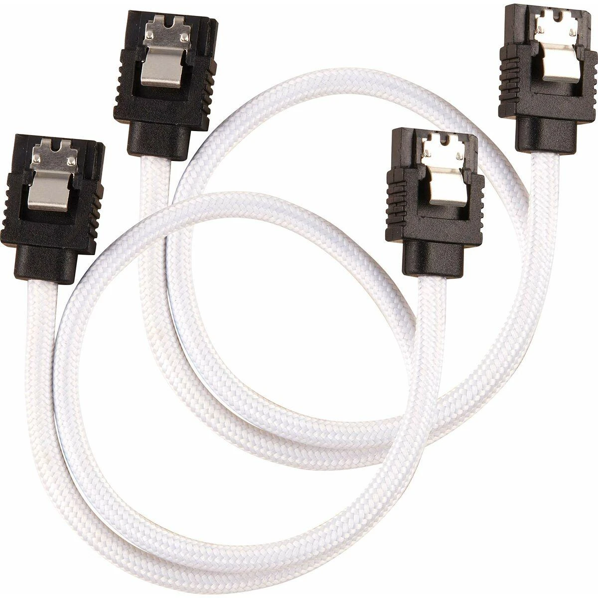 „Corsair Premium SATA“ kabelis su įdėklu, baltas 30 cm, 2 vnt. pakuotėje