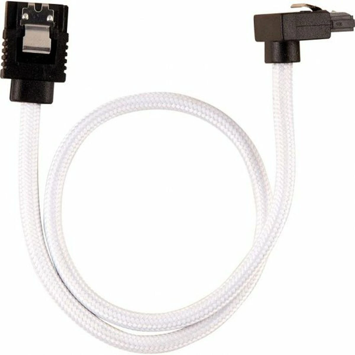 „Corsair Premium Sleeved SATA“ kampinis kabelis, baltas 30 cm – 2 vnt. pakuotėje
