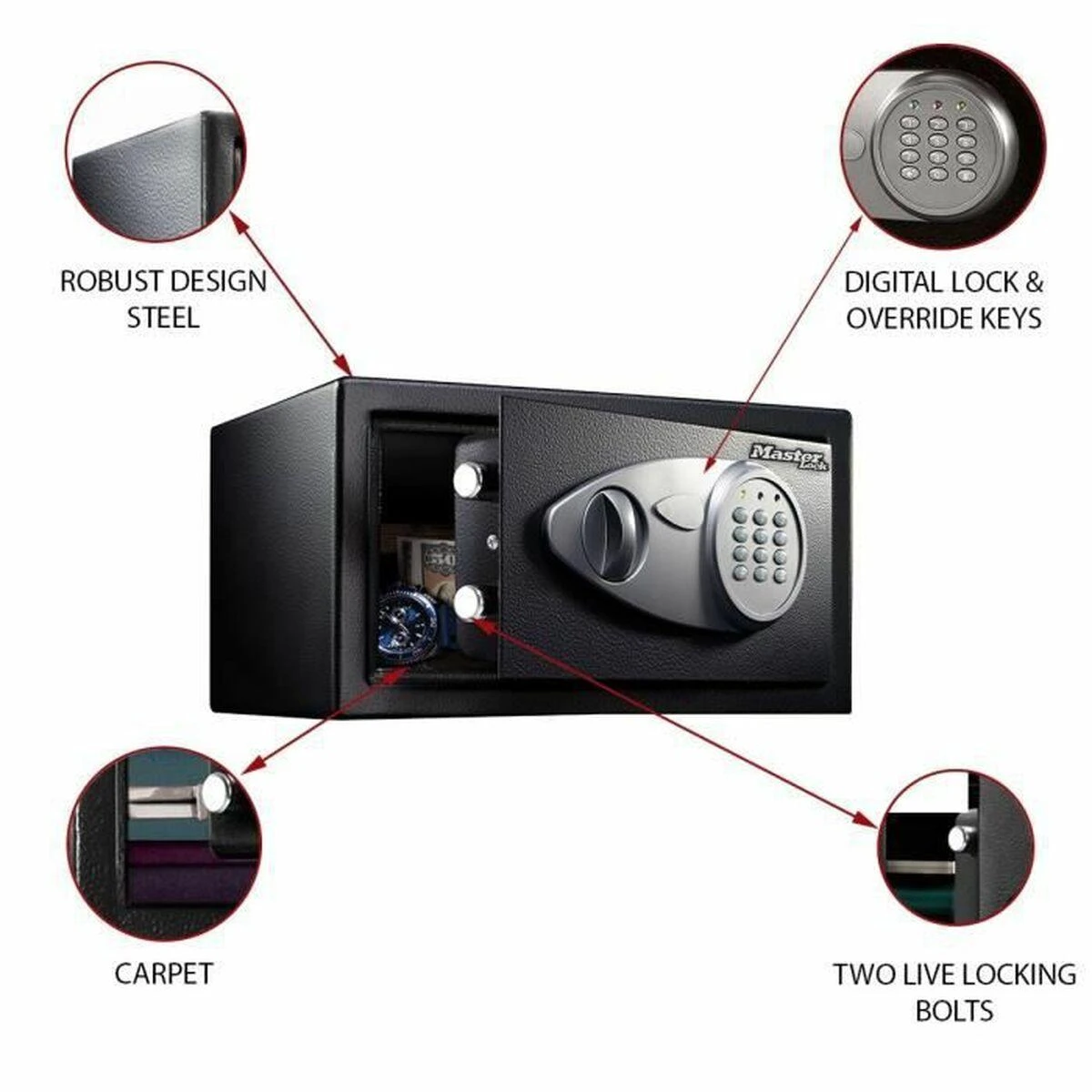 Master Lock Vidutinio dydžio seifas su el. kodine spyna X041ML