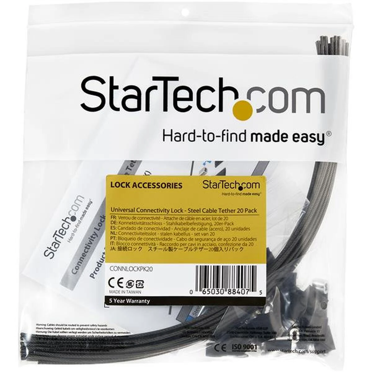 „StarTech SECURITY TETHER CABLES“ 20 PAKUOTĖS / PLIENINIŲ KABELIŲ / ADAPTERINIŲ PRIEŠIŲ