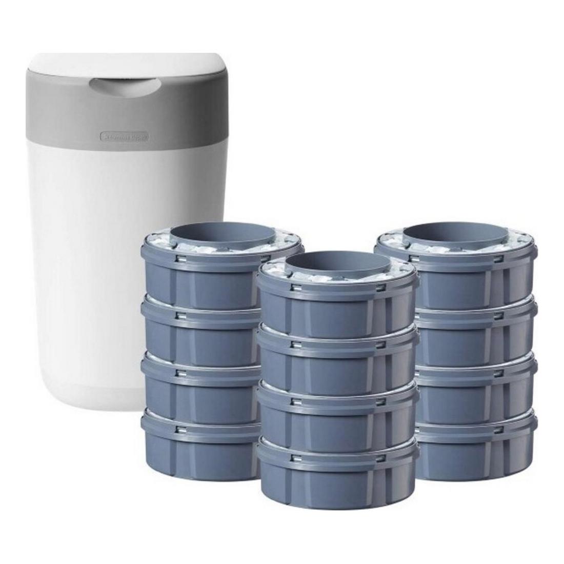TOMMEE TIPPEE TWIST AND CLICK ADVANCED SAUSKELNIŲ KONTEINERIO IR 12 VNT. KASEČIŲ RINKINYS, Baltas