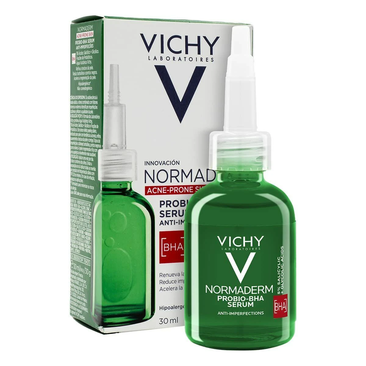 Vichy Normaderm Probio-BHA Serumas serumas aknės pažeistai odai, 30 ml