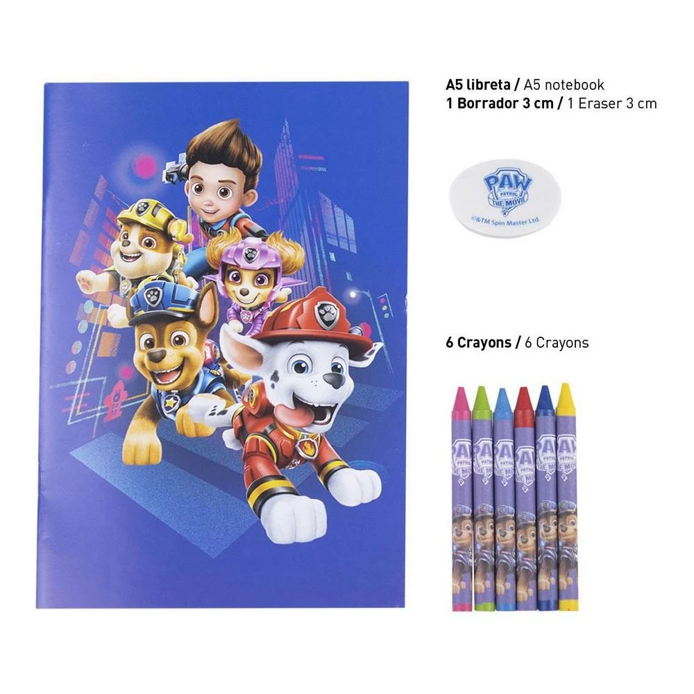 Paw Patrol kanceliarijos rinkinys: užrašinė, trintukas, kreidelės