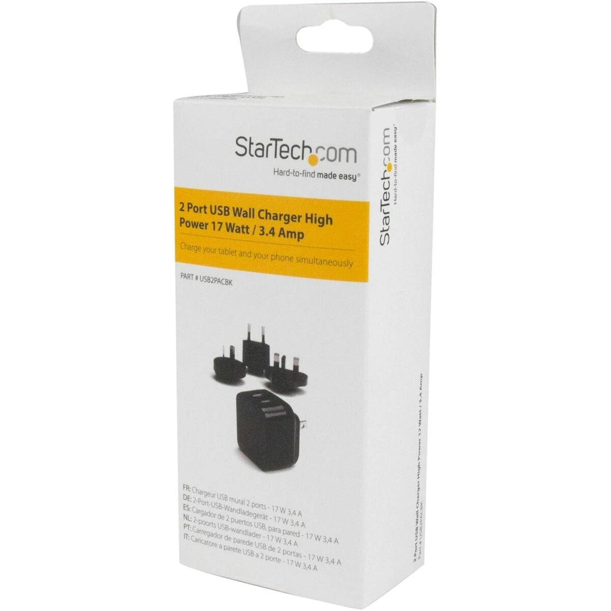 Įkroviklis StarTech 2x USB-A 3.4 A (USB2PACBK)