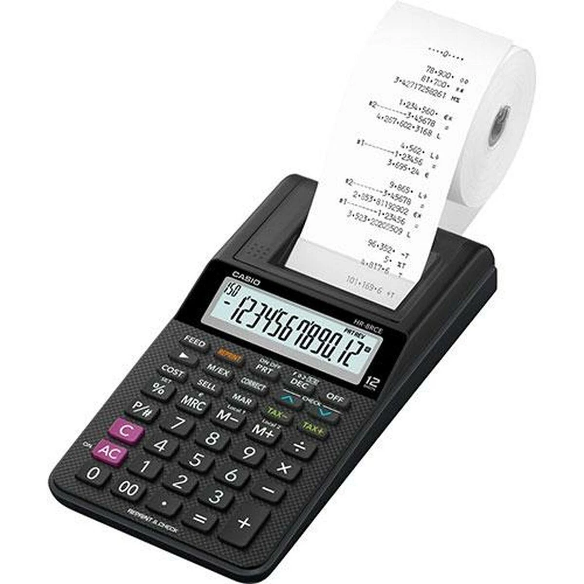 Spausdantis skaičiuotuvas CASIO HR-8RCE-BK-S-EC, 42 x 102 x 209 mm