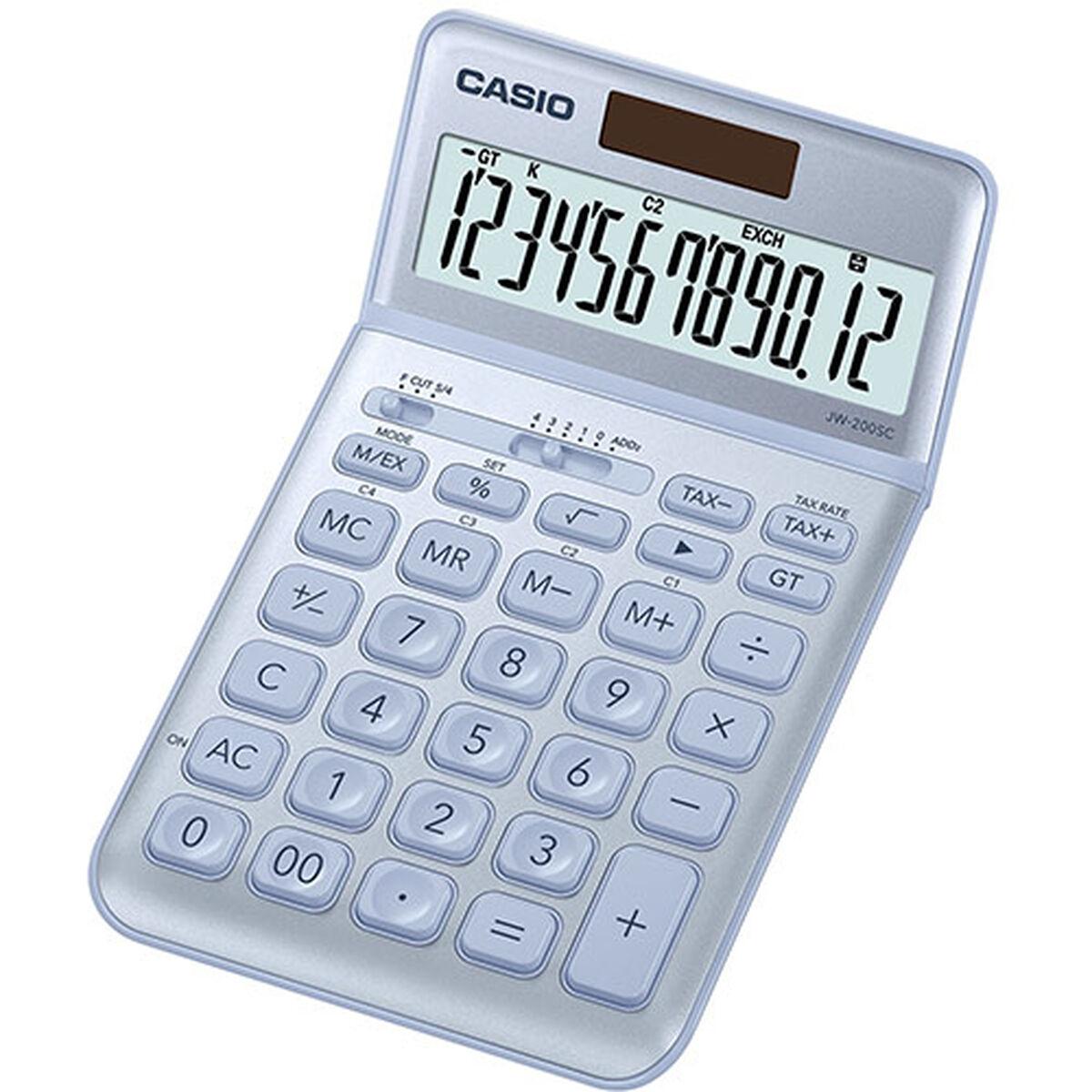 Stalinis skaičiuotuvas CASIO JW-200SC, blizgi melsva sp.