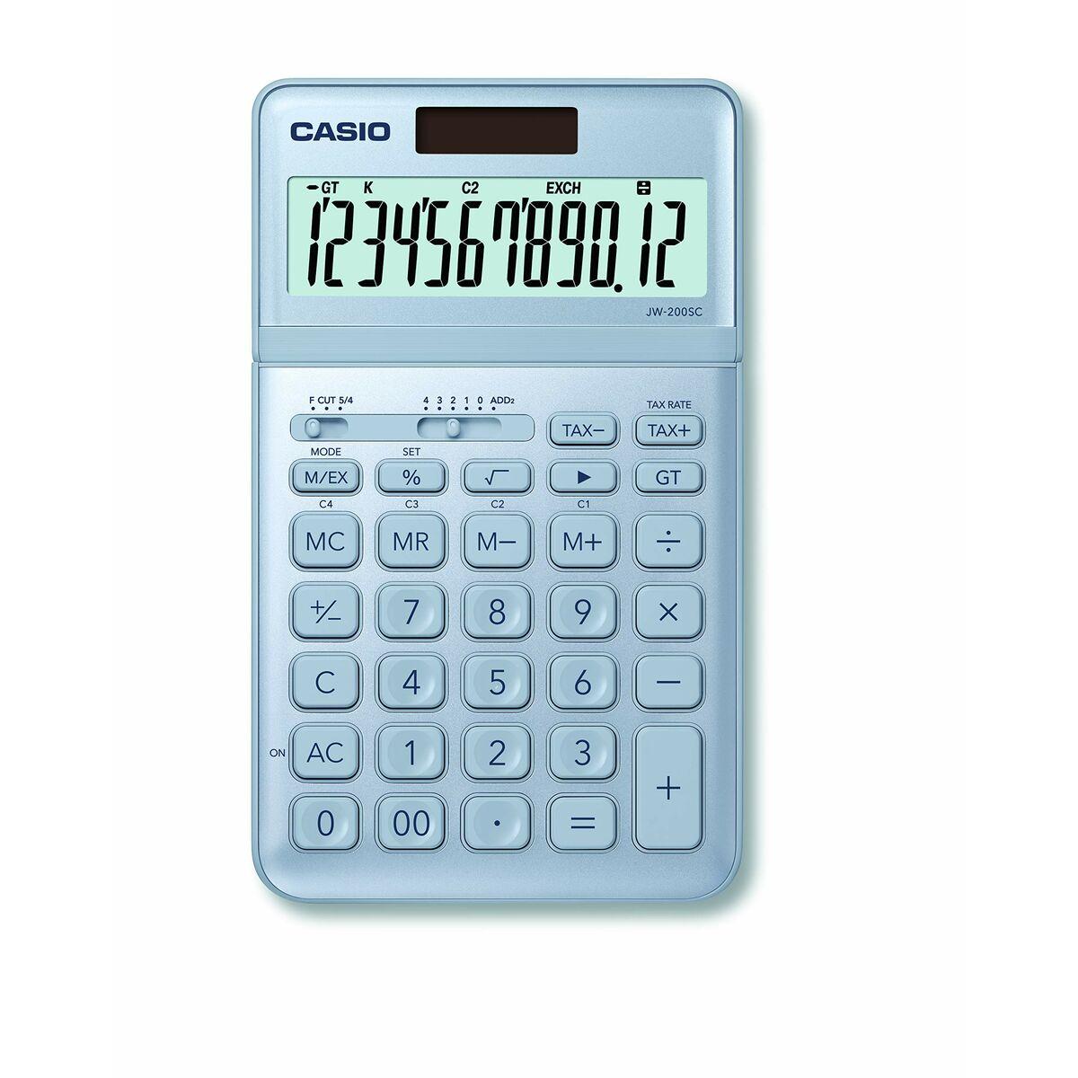 Stalinis skaičiuotuvas CASIO JW-200SC, blizgi melsva sp.