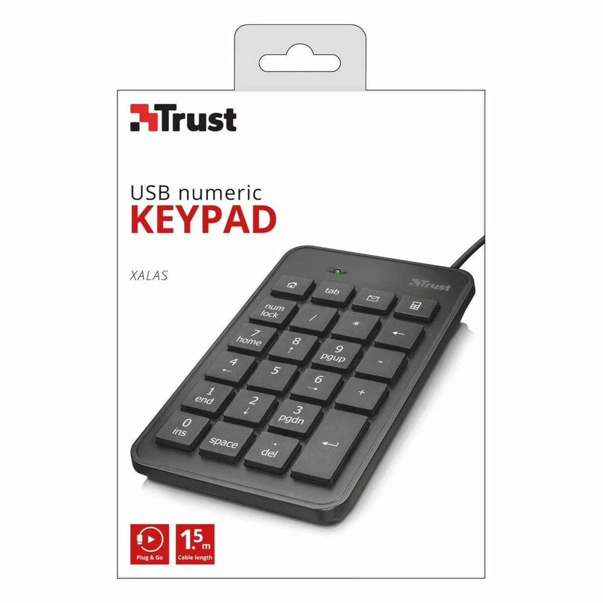 Klaviatūra Trust 22221 numeric keypad Nešiojamas kompiuteris/PC USB Juodas