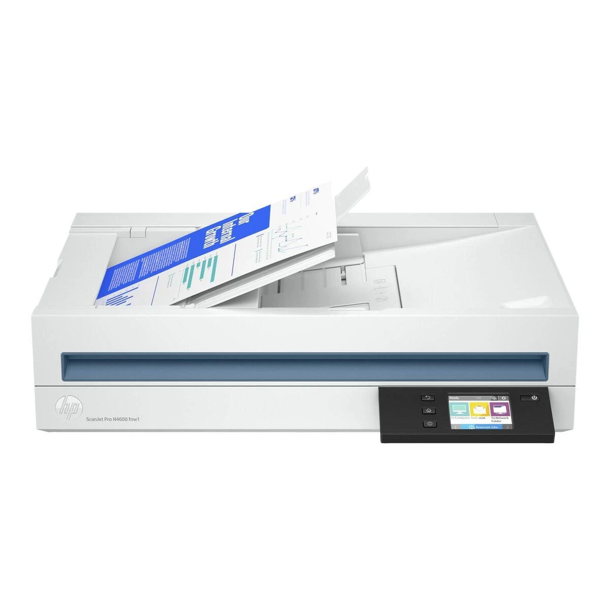 Skeneris Hewlett Packard (HP) „HP ScanJet Pro N4600 fnw1“ skaitytuvas – A4 spalvotas 600 dpi, plokščias nuskaitymas, automatinis dokumentų tiektuvas, automatinis dvipusis, OCR / nuskaitymas į tekstą, 40 ppm, 10 000 puslapių per dieną