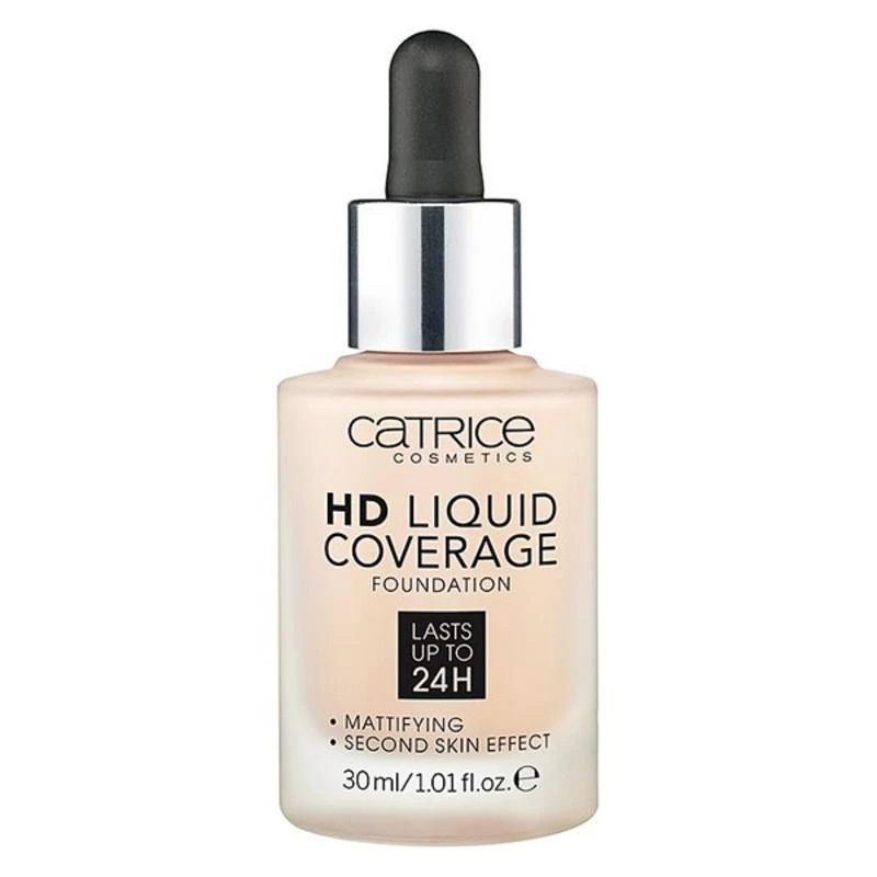 "Catrice Hd Liquid Coverage Foundation" dengiamasis makiažo pagrindas, išliekantis iki 24 val. 036 Lazdynų riešutas 30ml