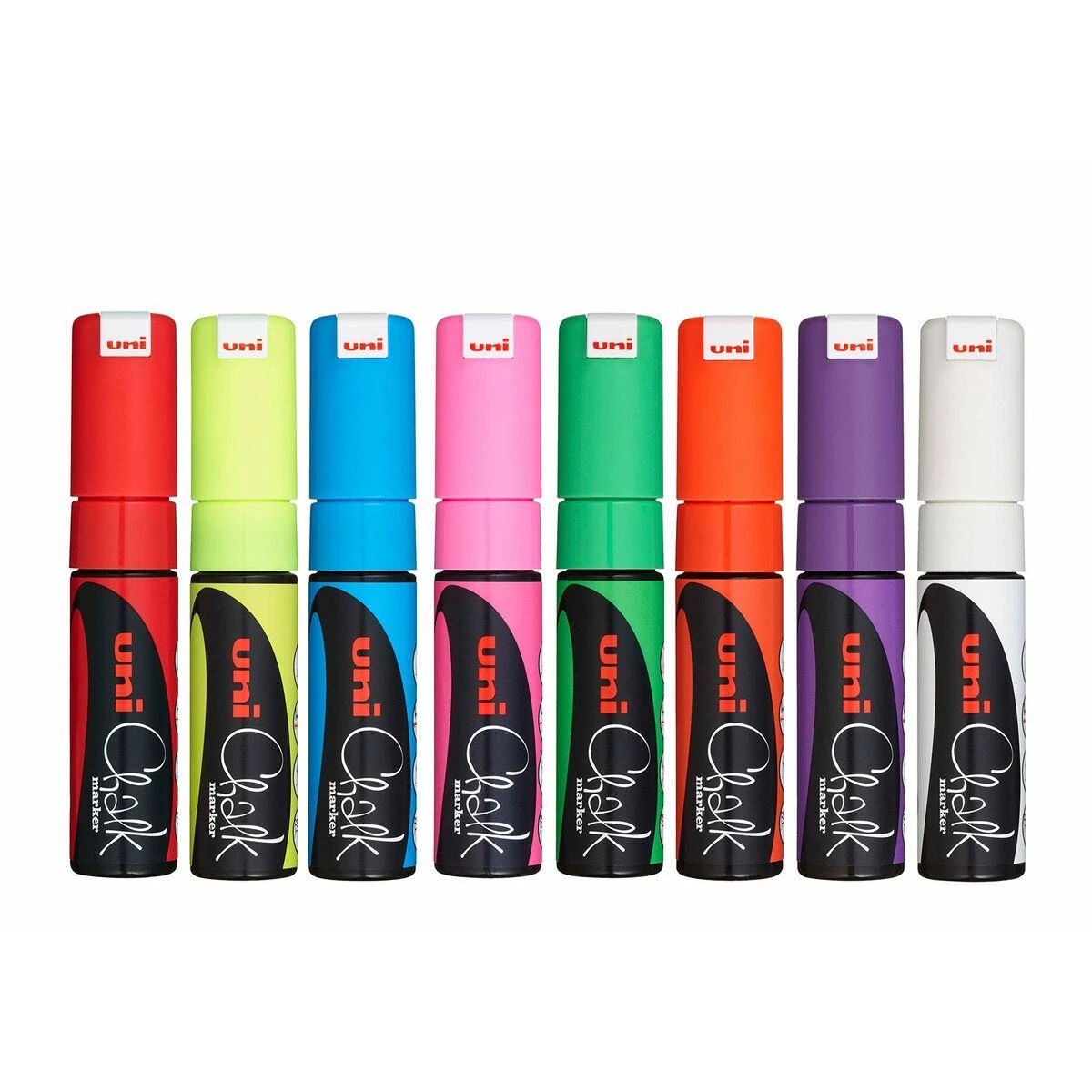 Uni Mitsubishi Pencil UNI-BALL Kridtmarker Uni-ball, skrå, etui a 8 farver