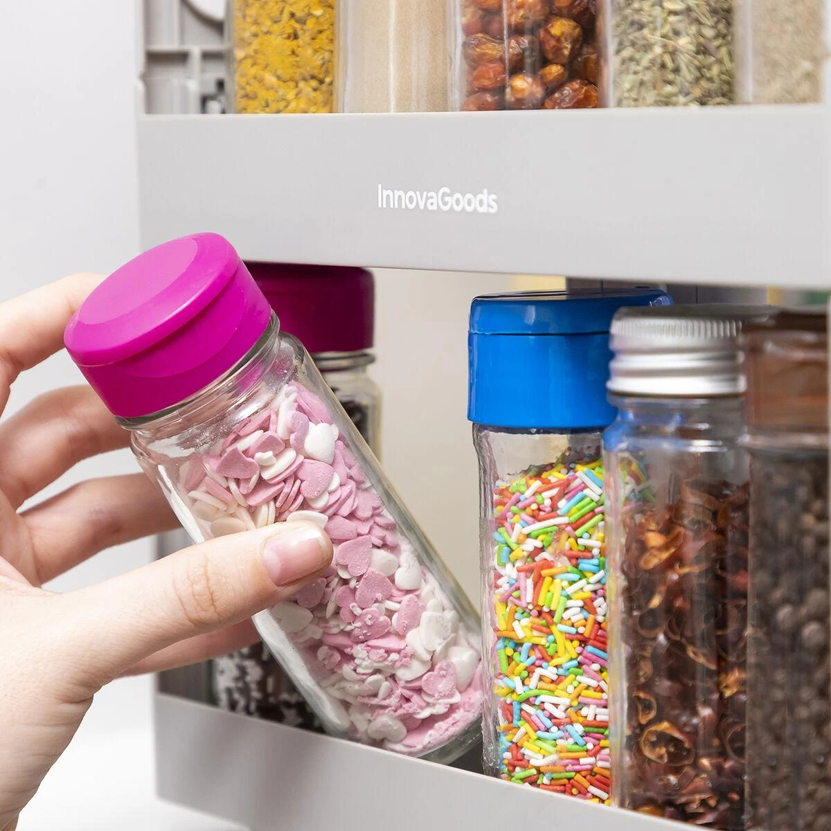 InnovaGoods ištraukiamas ir pasukamas Lentyna InnovaGoods Rispick prieskonių organizatorius