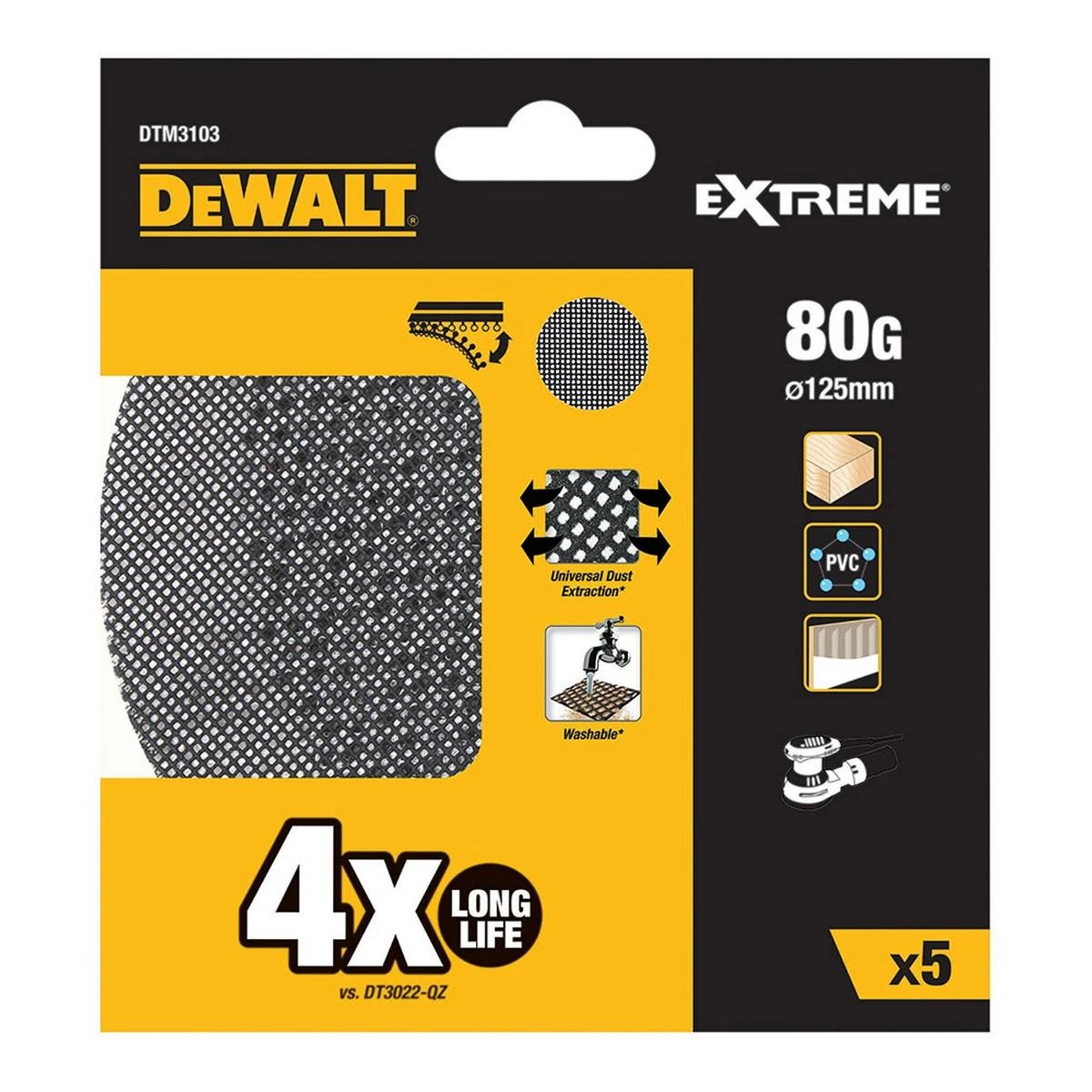 Stanley DEWALT Šlifavimo tinklelis 125 mm P 80 /5 vnt.