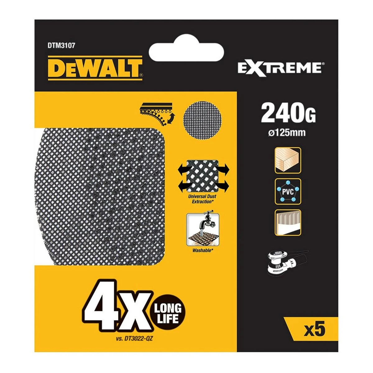 DEWALT ŠLIFAVIMO TINKLELIS 125 mm P240 /5 vnt.