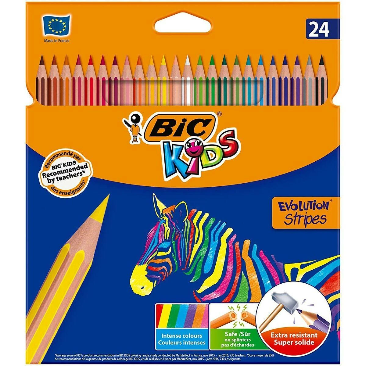 Spalvotieji pieštukai Bic Evolution Stripes, 24 vnt.