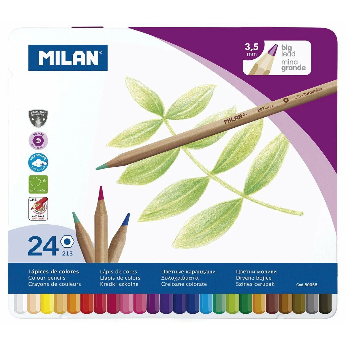 *Pieštukai 24sp 3.5mm met.dėž 80058 MILAN/6