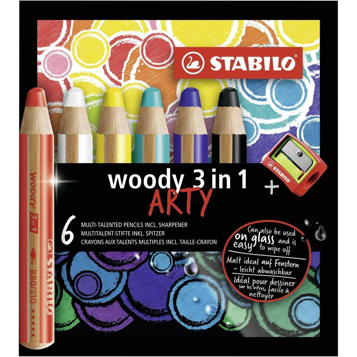 Woody Yes For Skills Įvairių spalvų pieštukų rinkinys / 6spalvų + magiškas trintukas ir drožtukas