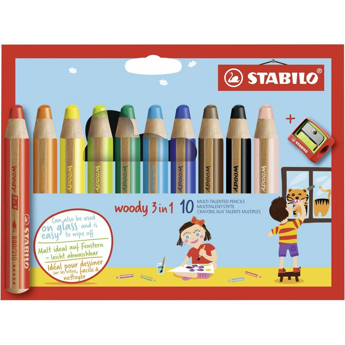 Stabilo – Woody 3in1 10 vnt su galąstuvu (880/10-2)