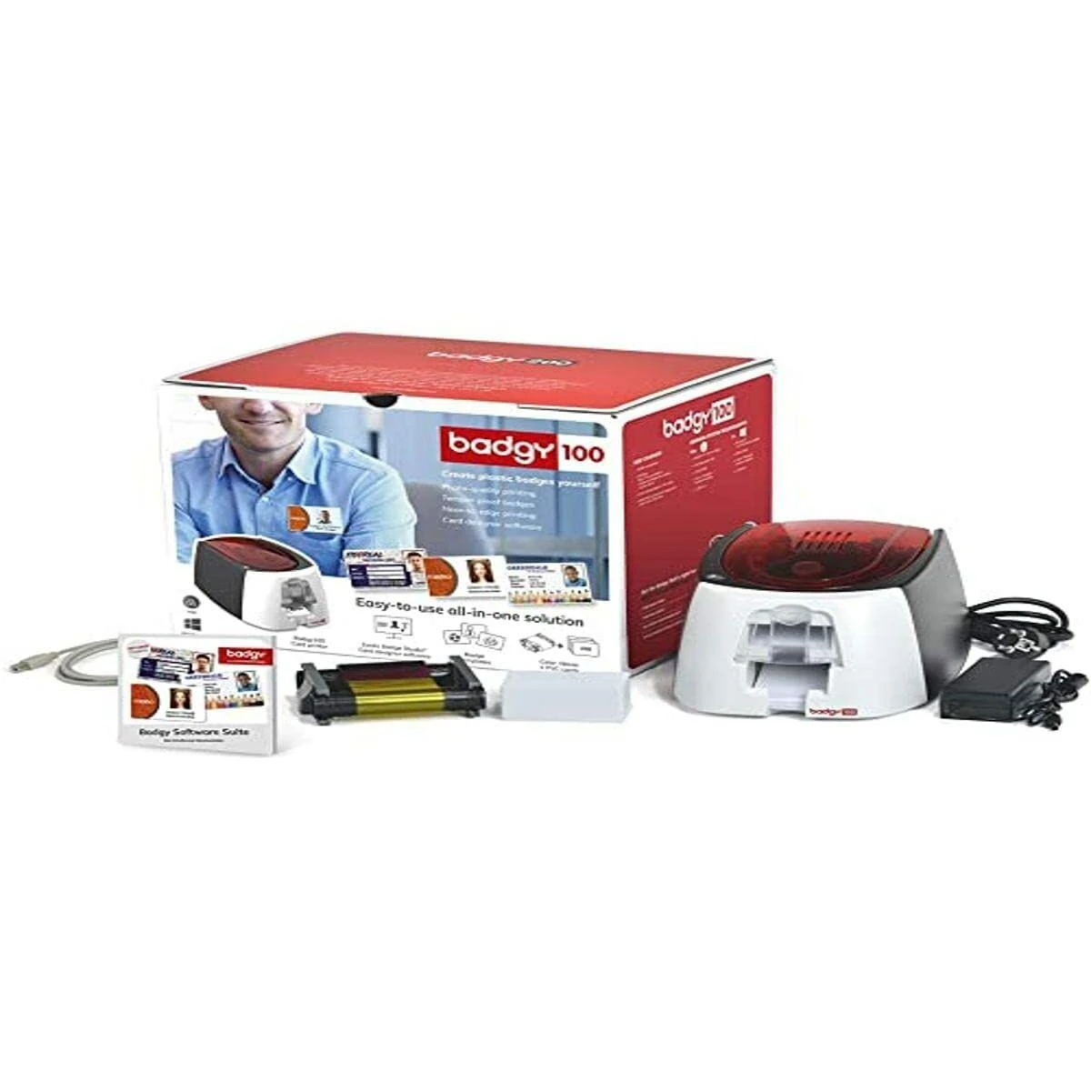 Spausdintuvas Evolis Badgy 100 kortelių spausdintuvo rinkinys