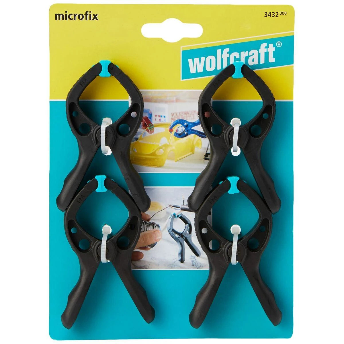 Spyruoklinis spaustukas micro fix 30mm - 4 vnt - Wolfcraft 3432000