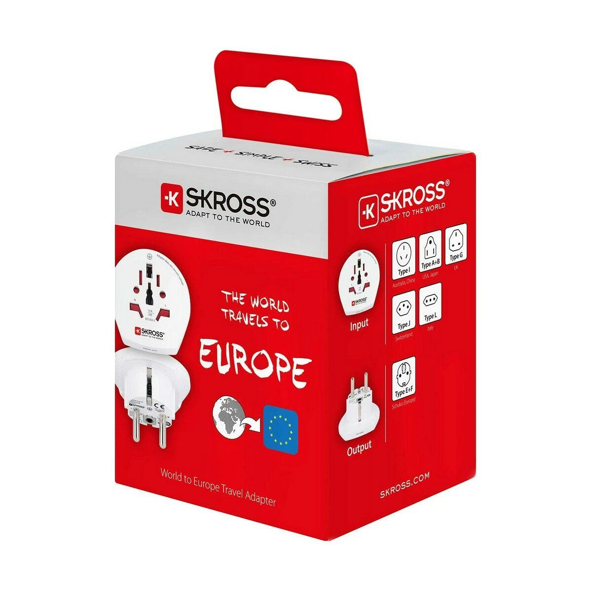 Segula „SKROSS Single Adapteris Europe“, kelioninis adapteris iš viso pasaulio į CEE 7/4-out