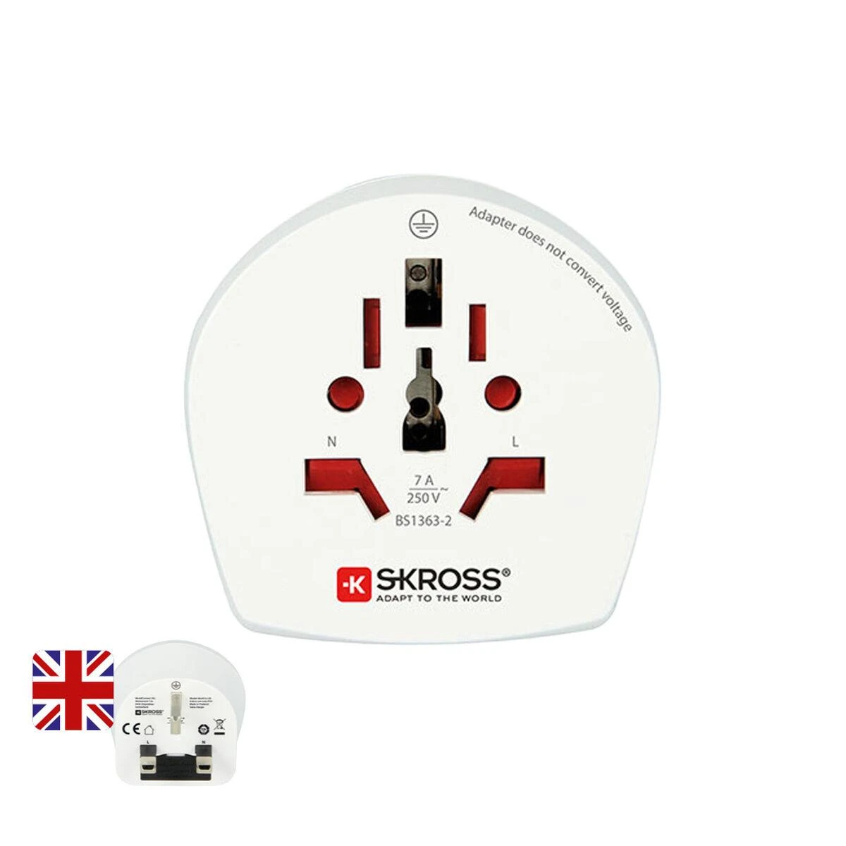 Adapteris UK kištukas - universalus lizdas 230V 7A SKROSS