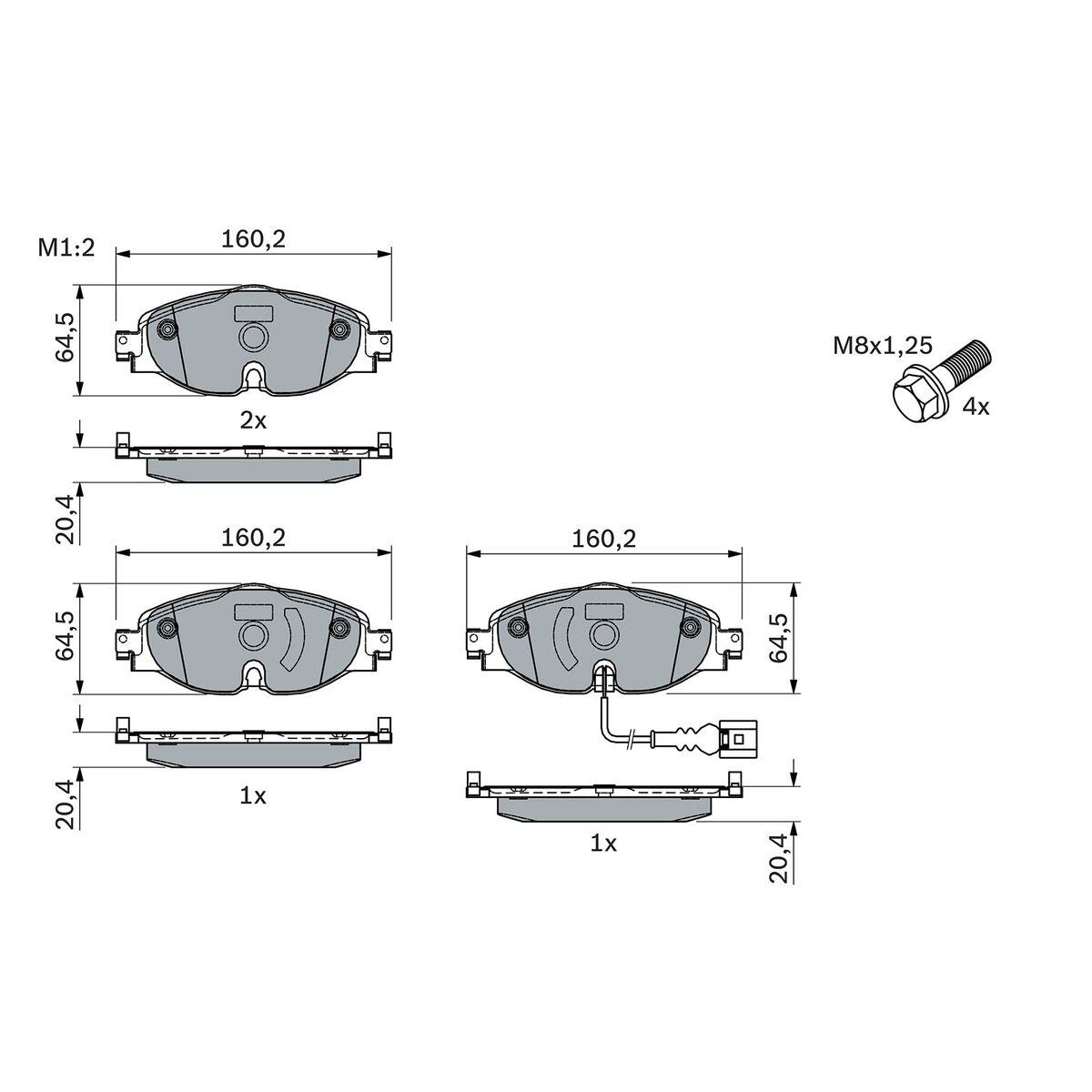 BOSCH stabdžių trinkelių rinkinys 0986494660 1J0411314AC